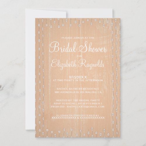 Peach Rustic Country Bridal Shower Invitations