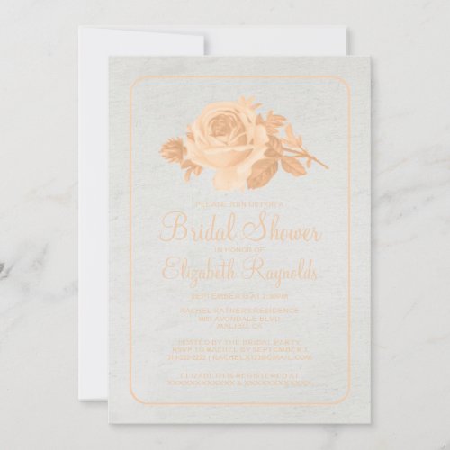Peach Rustic Floral/Flower Bridal Shower Invites