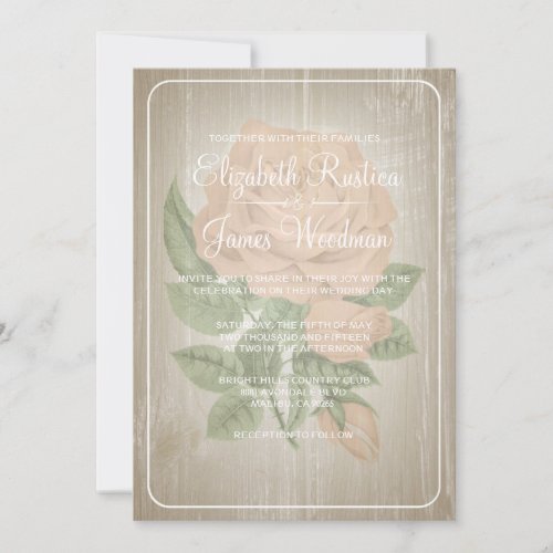 Peach Rustic Floral Wedding Invitations