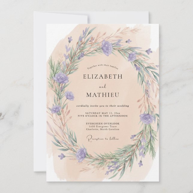 Peach Rustic Wildflower Wedding Invitation (Front)
