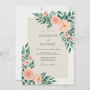 Peach Sage Alluring Spring Wedding Invitation