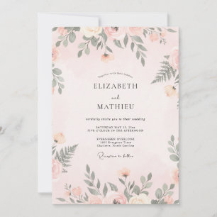 Peach Sage Fern Wedding Invitation