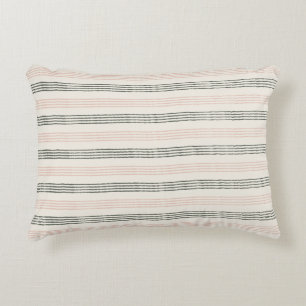Peach Sage Green Minimalist Stripe Boho  Accent Pillow