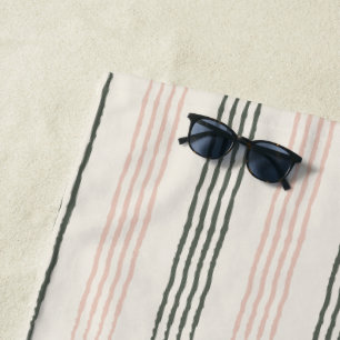 Peach Sage Modern Minimalist Stripe Boho Beach Towel
