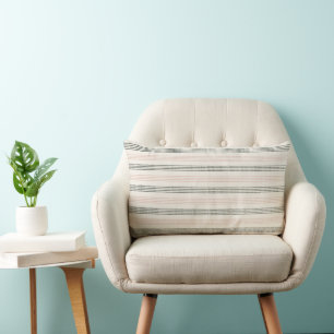 Peach Sage Modern Minimalist Stripe Boho Lumbar Pillow
