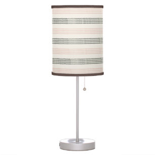 Peach Sage Modern Minimalist Stripe Boho  Table Lamp