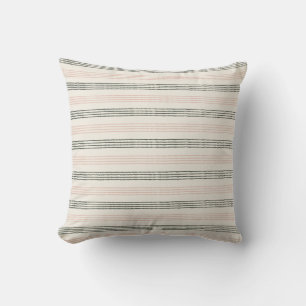 Peach Sage Modern Minimalist Stripe Boho  Throw Pillow