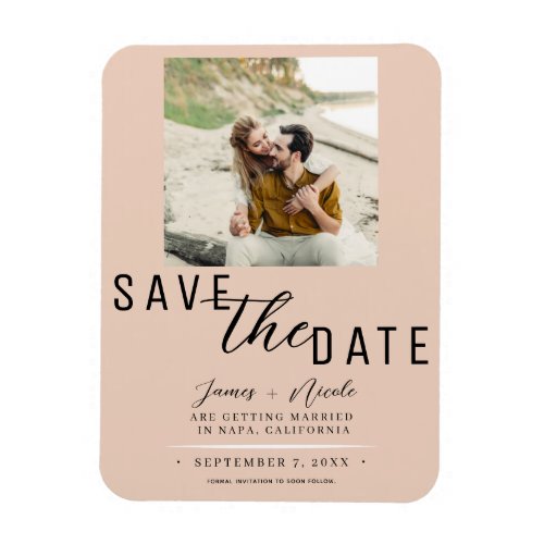 Peach Save the Date Photo Wedding Magnet