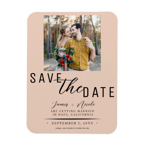 Peach Save the Date Photo Wedding Magnet
