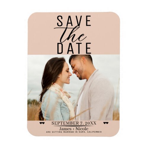 Peach Save the Date Wedding Photo Magnet
