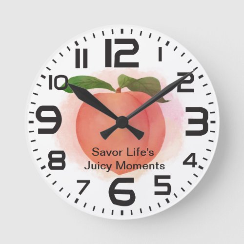 Peach Savor Juicy Moments Custom Quote Round Clock