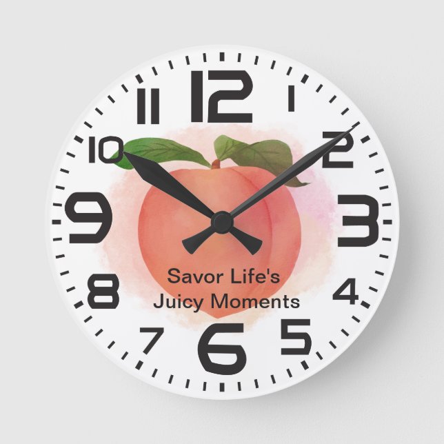Peach Savor Juicy Moments Custom Quote Round Clock (Front)
