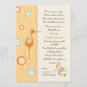 Peach Scalloped Baby Shower Invitation
