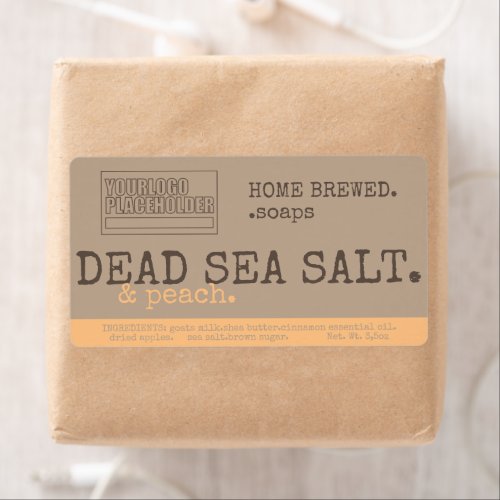 Peach Sea Salt Logo Rustic Vintage Craft Packaging Label
