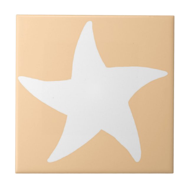 Peach Sea Star Ceramic Tile (Front)