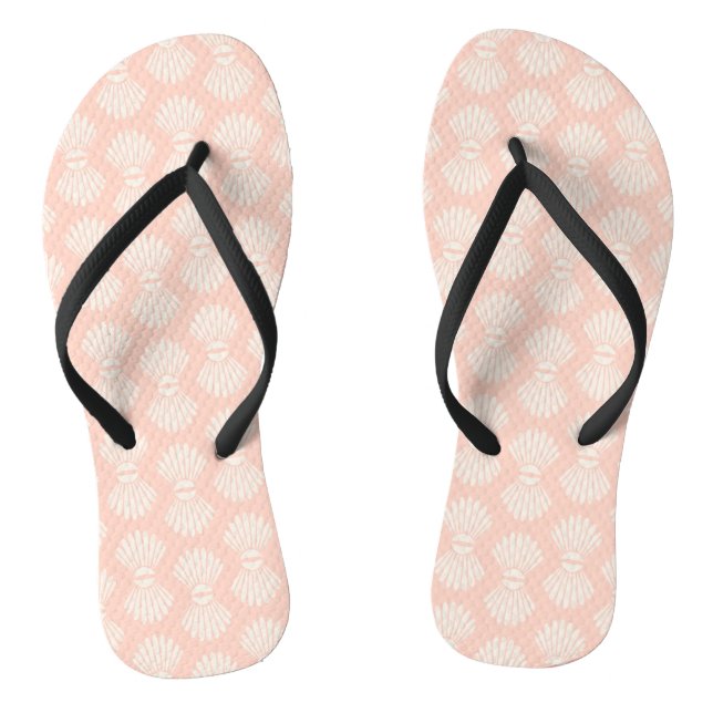 Peach Seashell Flip Flops (Footbed)