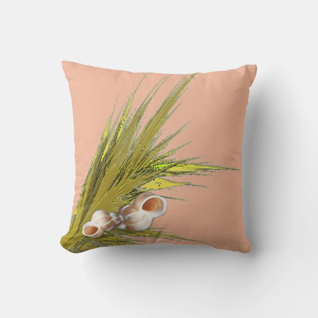 Peach Seashell Throw Pillow (Front)
