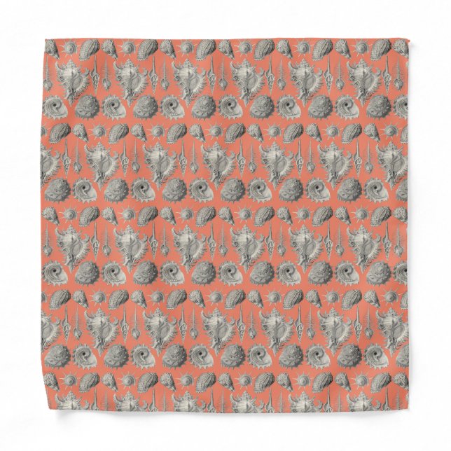 Peach Seashells Ocean Pocket Square Bandana (Front)