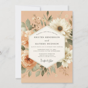 Peach Serene Flora Wedding Invitation