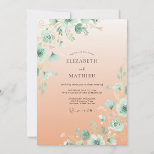 Peach Serene Floral Wedding Invitation