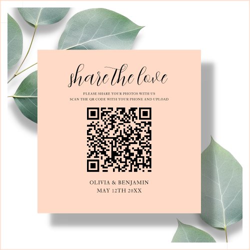 Peach   Share The Love QR Code  Enclosure Card