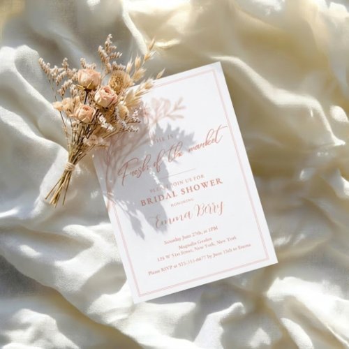 Peach Shes Fresh Off the Market Bridal Shower Invitation
