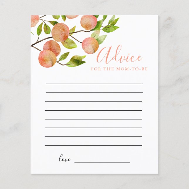 Peach Shower Advice for the Mom to Be Card (Front)