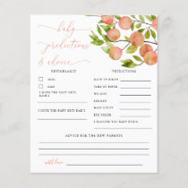 Peach Shower Baby Predictions and Advice Card