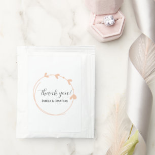 Peach Simple Heart Wreath Wedding Favor Tea Bag Drink Mix