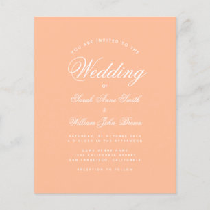 Peach Simple Script Budget Wedding Invitation