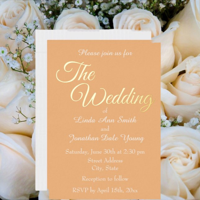 Peach Simple Style Wedding Foil Invitation (In Situ Wedding)