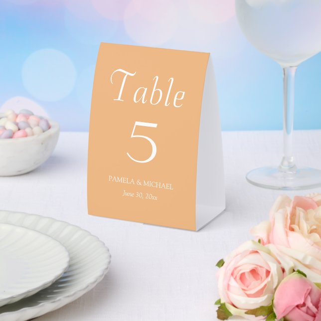Peach Simple Style Wedding Paper Table Tent (Insitu(Wedding))