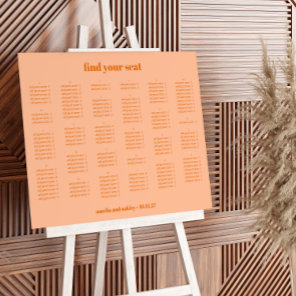 Peach Simple Wedding Seating Chart Alphabetical Foam Board
