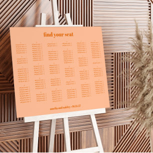 Peach Simple Wedding Seating Chart Alphabetical Foam Board