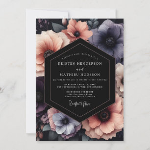 Peach & Slate Moody Bloom Wedding Invitation