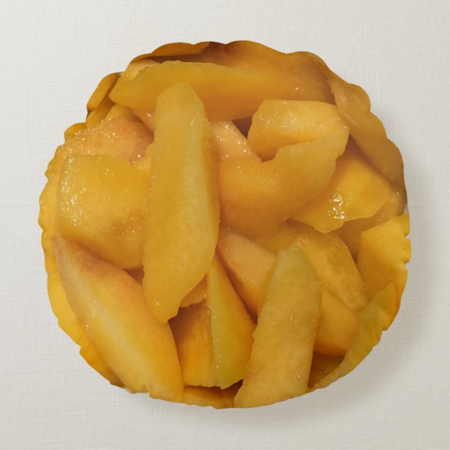 Peach Sliced Peaches Yellow Georgia State Fruit Round Pillow (Front)