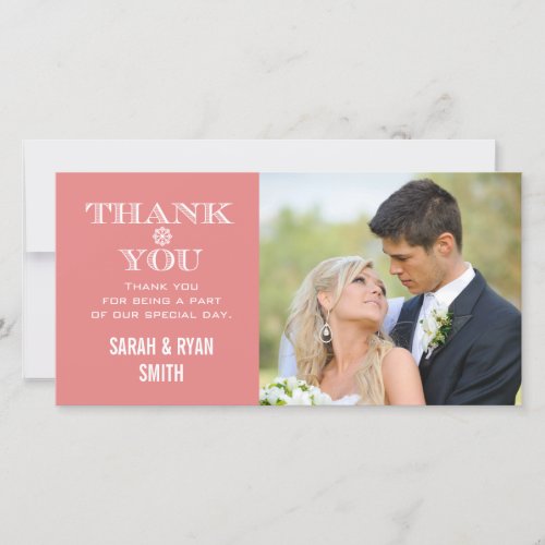 Peach Snowflake Wedding Photo Thank You Cards