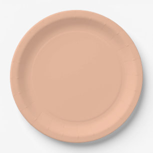 Peach solid color paper plates