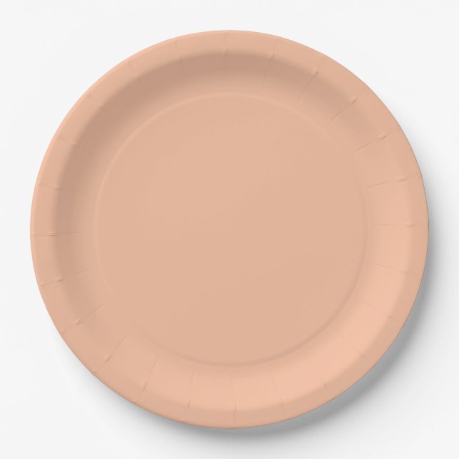Peach solid color paper plates (Front)