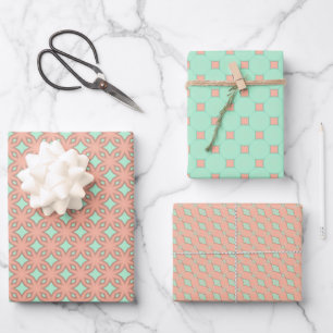 Peach Sophisticate Wrapping Paper Flat Sheet Set