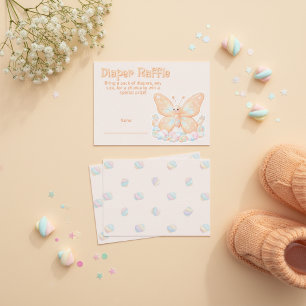 Peach Sorbet Butterfly Baby Shower Diaper Raffle  Enclosure Card