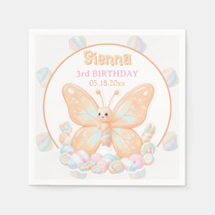 Peach Sorbet Butterfly Birthday Napkins