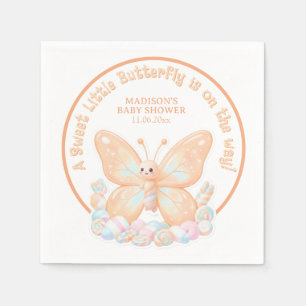 Peach Sorbet Butterfly Sweet Baby Shower Favor Napkins