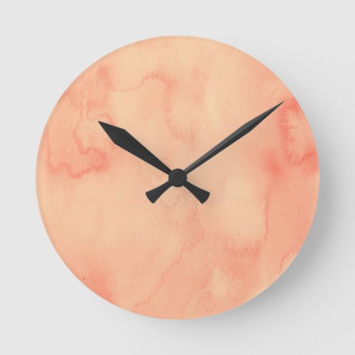 Peach Sorbet Watercolor Round Clock