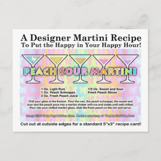 Peach Sour Spring Martini Recipe Card Postcard