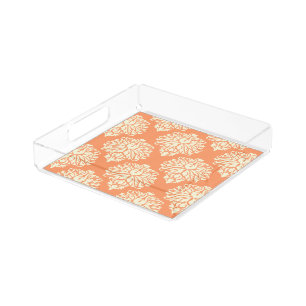 Peach Southern Cottage Damask Acrylic Tray