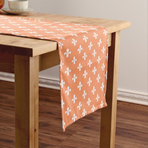 Peach Southern Cottage Fleur de Lys Short Table Runner