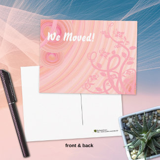 Peach Spirals, Filigree and Flowers Announcement Postcard