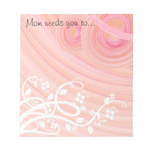 Peach Spirals, Filigree and Flowers Art Custom Notepad