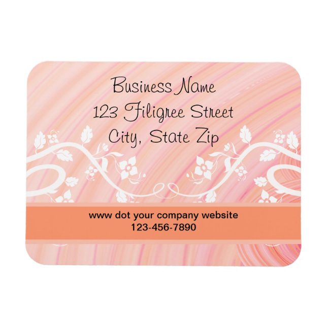 Peach Spirals, Filigree and Flowers Custom Magnet (Horizontal)